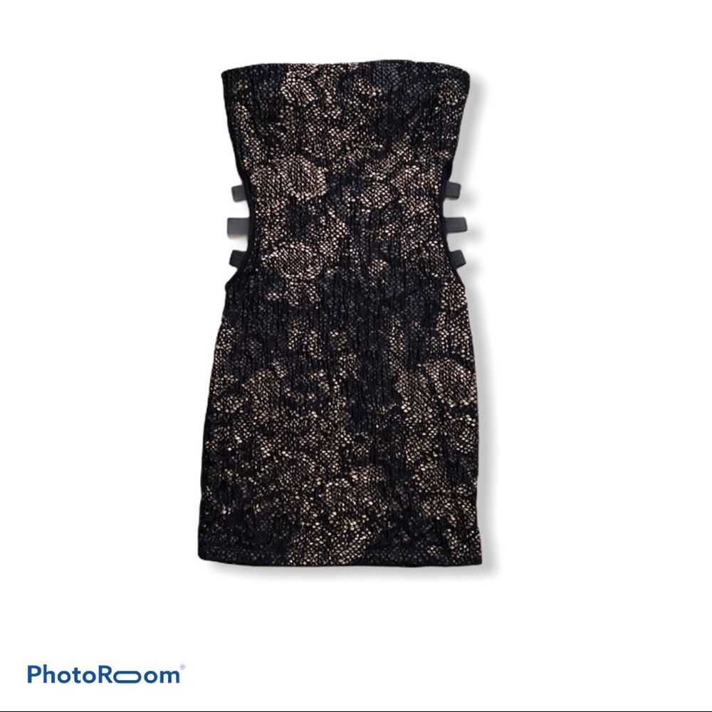 Sleeveless Tube top black and gold dress